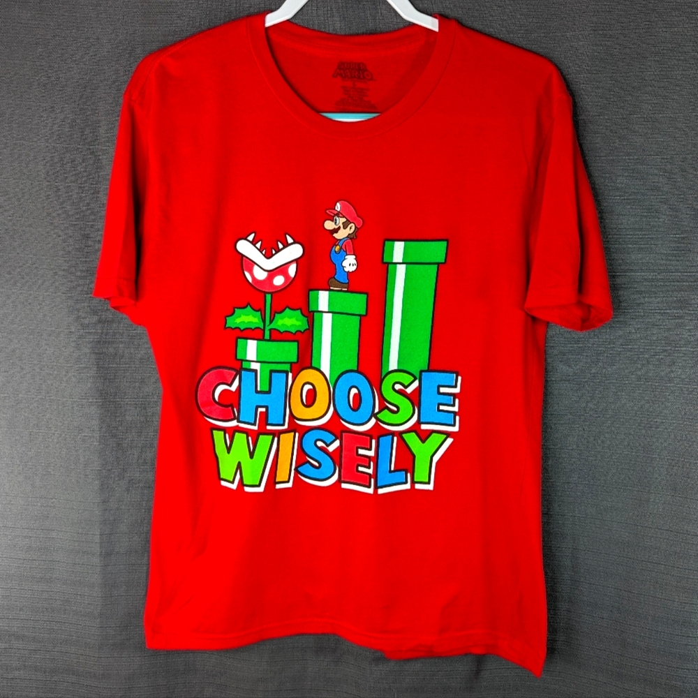 Nintendo Super Mario Choose Wisely Piranha Plant Red T-Shirt 